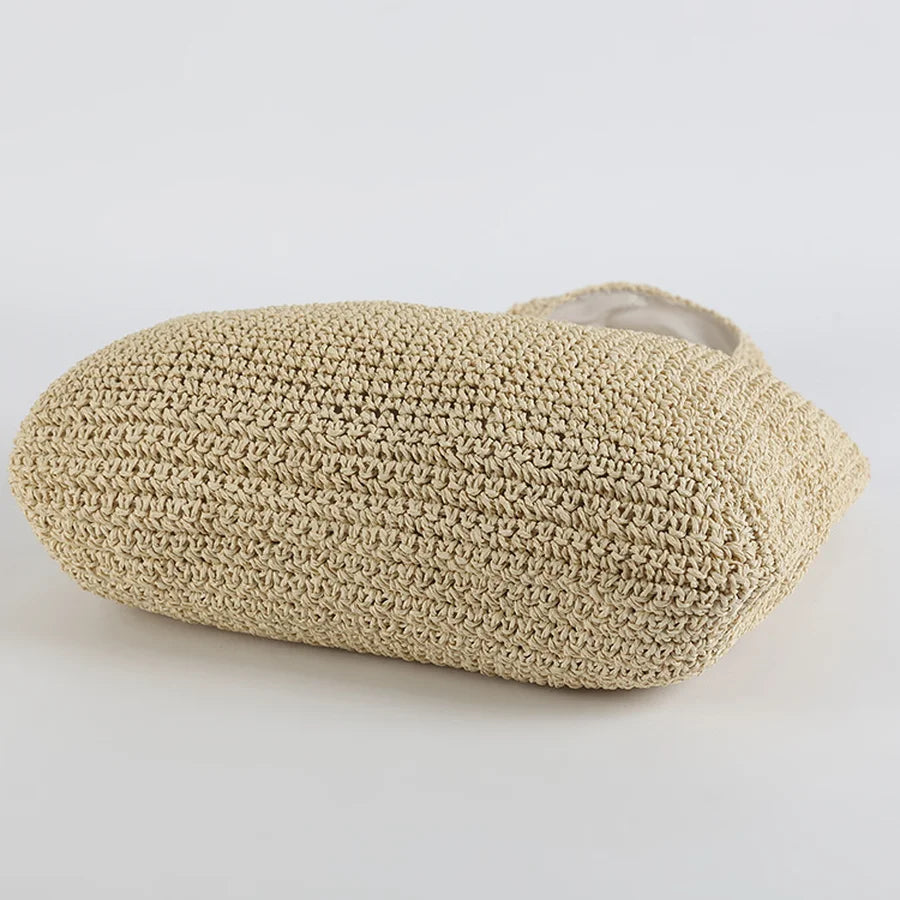 Nord & Sage – Geflochtene Strohtasche mit Schulterriemen & Reißverschluss für Sommer & Strand