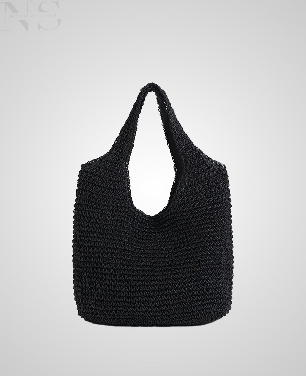 Nord & Sage – Geflochtene Strohtasche mit Schulterriemen & Reißverschluss für Sommer & Strand