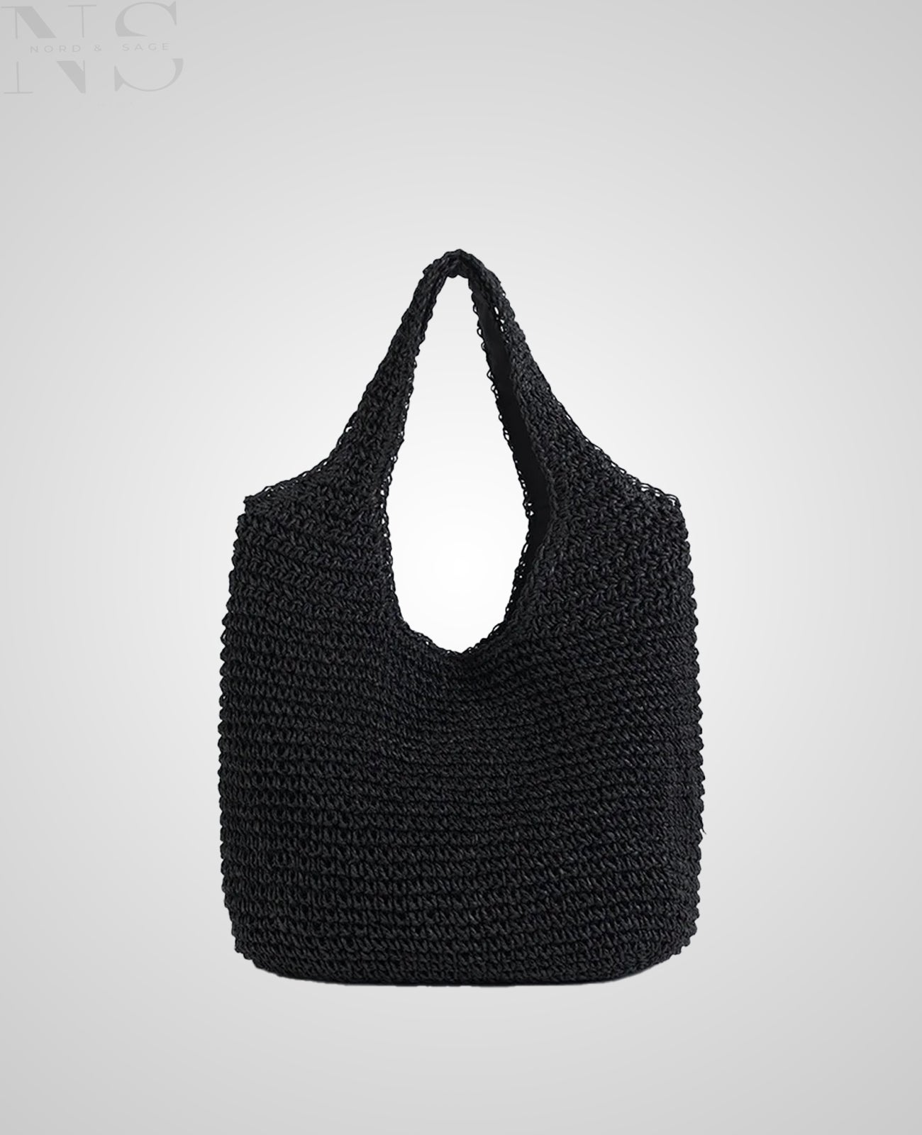 Nord & Sage – Geflochtene Strohtasche mit Schulterriemen & Reißverschluss für Sommer & Strand